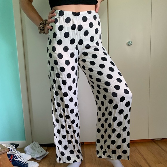 White Polka Dot Zara Flare Pants | Poshmark